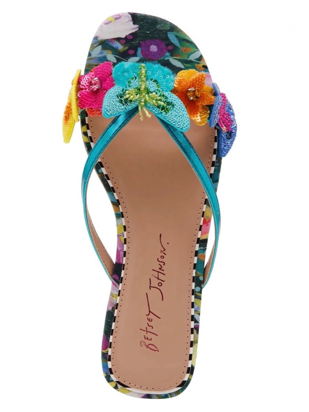 NEW Betsey Johnson Sellena Slide Sandal in Teal Multi Size 8.5” - Picture 12 of 13